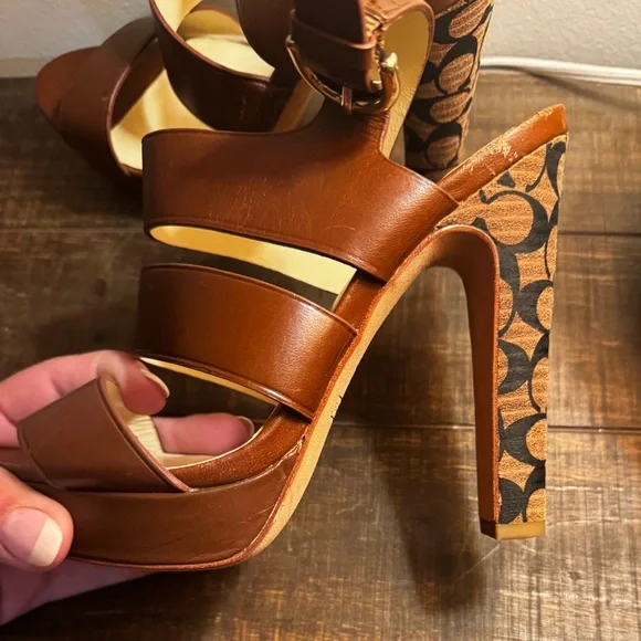 Coach Brown Strappy High Heel Sandals - Picture 3 of 5